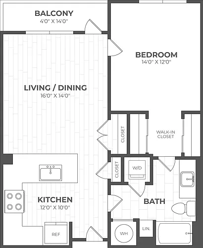 Floor plan 1 Bed/1 Bath-1F
