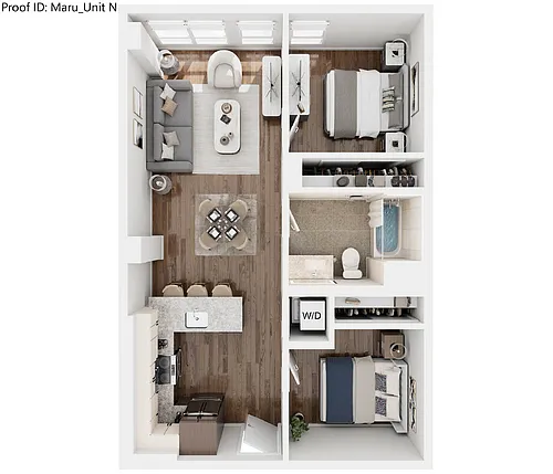 Floor plan N - 1 Bedroom 1 Den