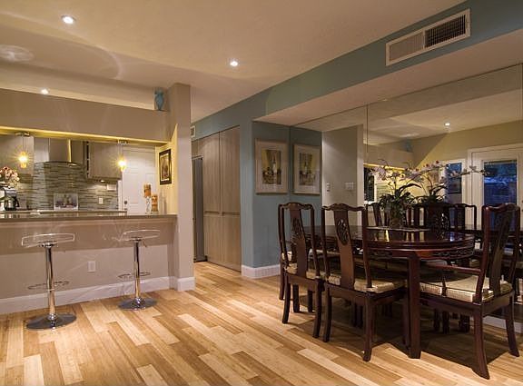 Dining Room and Breakfast Bar Looking Into Kitchen