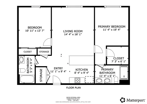 Floor plan 2 Bedroom 2 Bath