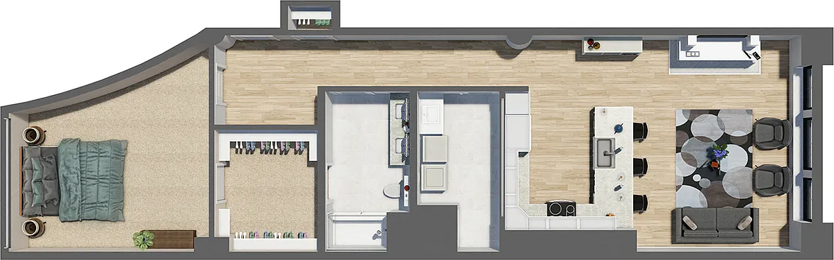 Floor plan Suite Style 18 - 1 Bedroom 1 Bath