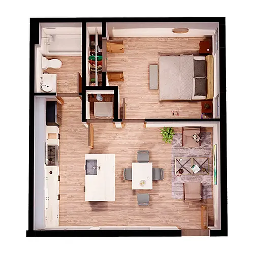 Floor plan 1x1 Loft - A