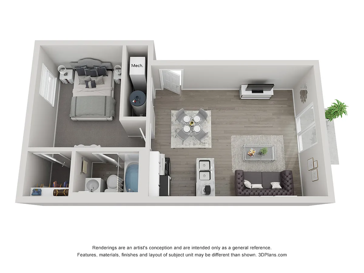 Floor plan 1 Bed Apartment - Semi Renovated