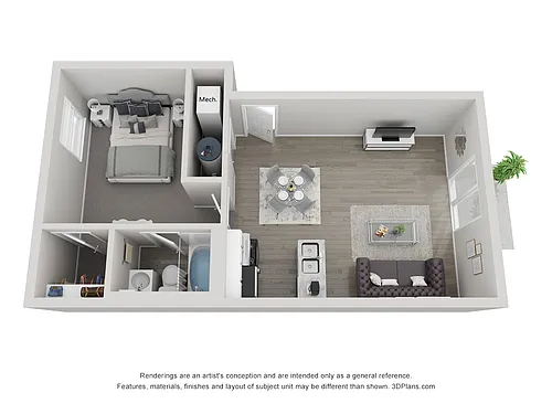 Floor plan 1 Bed Apartment - Semi Renovated