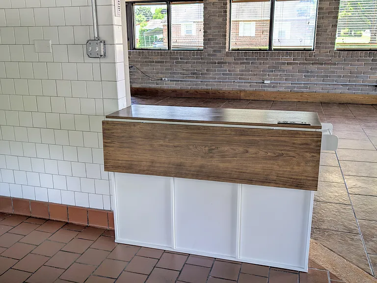 Breakfast bar with fold down top