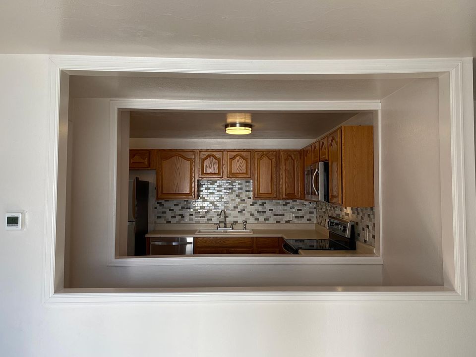 View of kitchen from living room