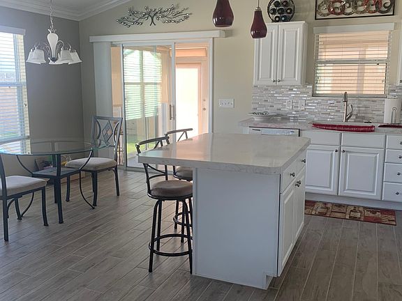 Island with added seating.