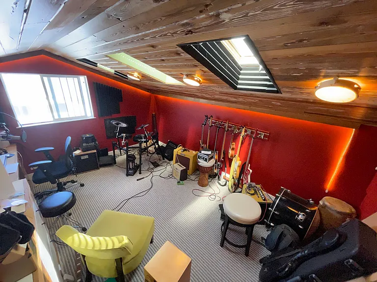 Upstairs office (currently a music room), right next to the master suite!