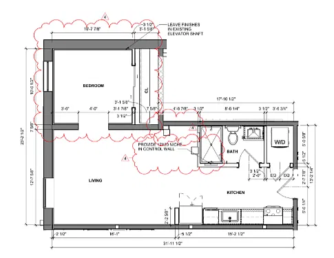 Floor plan 1 Bedroom / 1 Bath