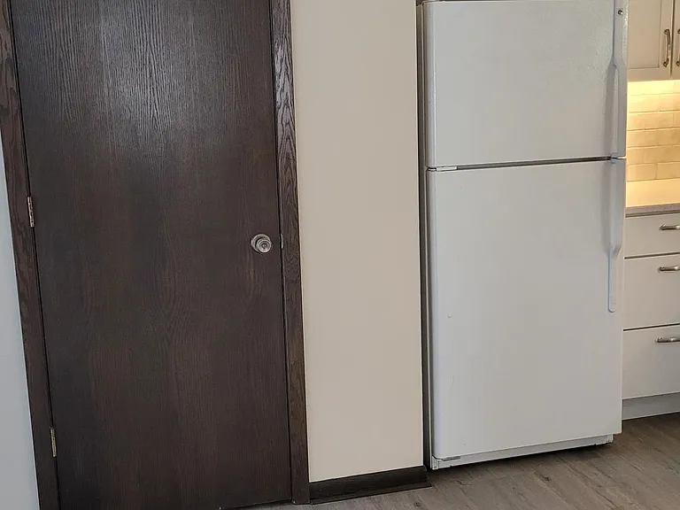 Door leads to extra storage in kitchen