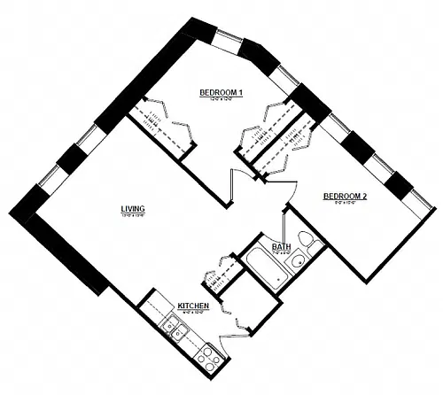 Floor plan The Argyle on Mass Ave Two Bedroom A