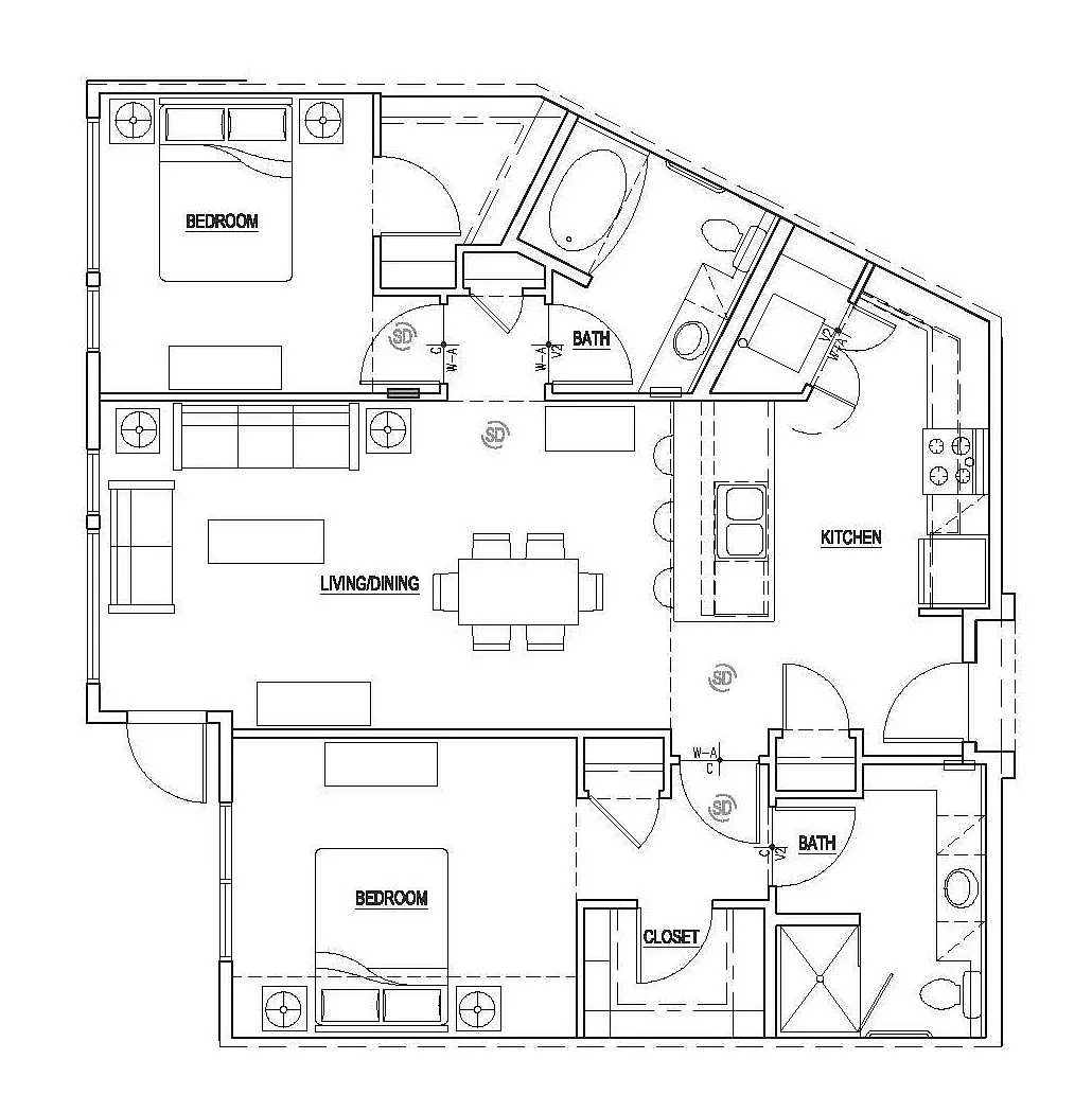 Floor plan 2 Bedroom - B