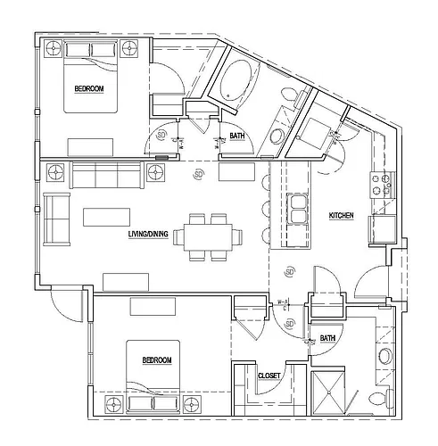 Floor plan 2 Bedroom - B