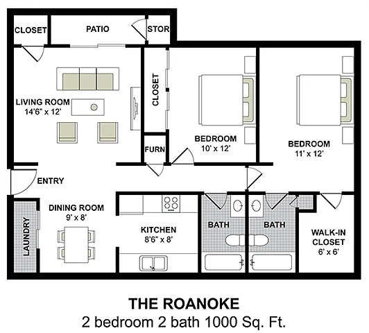 Floor plan 2 Bedroom 2 Bath
