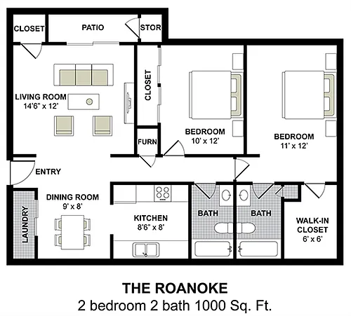Floor plan 2 Bedroom 2 Bath