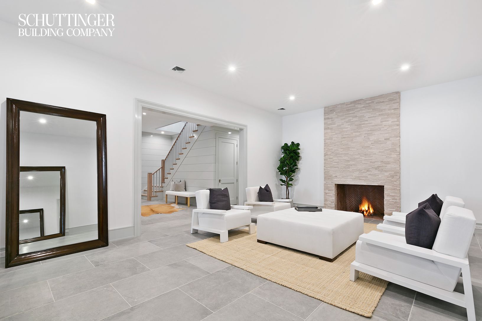  Lower Level Sitting Area with Fireplace Place with Stacking Stone