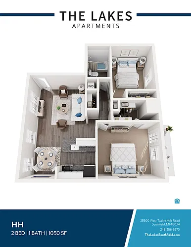Floor plan 2 BED 1 BATH STYLE C