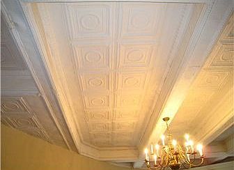 Tinned ceiling in the lobby