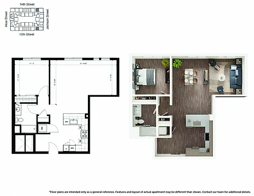 Floor plan A1 1 Bedroom