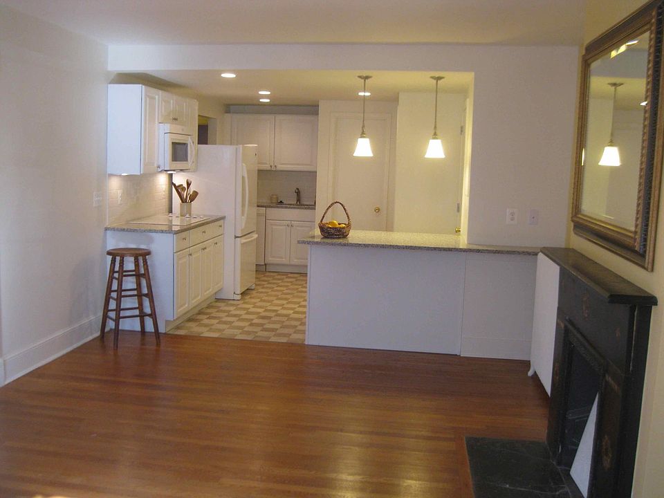 View from living room looking to kitchen and bath