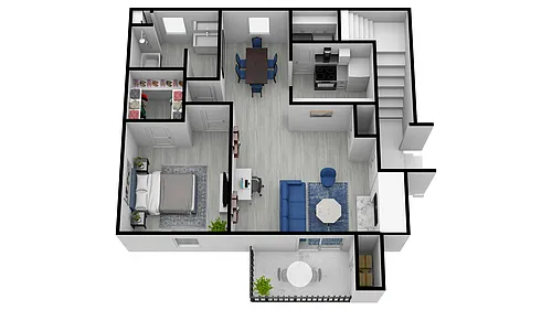 Floor plan 1 Bed 1 Bath B