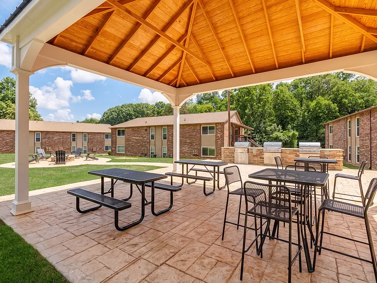 Outdoor Grilling Station with Pavilion Featuring Comfortable Seating
