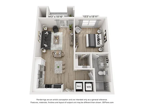 Floor plan Camden 1BD 1BA