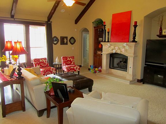 Family room w/cast stone FP