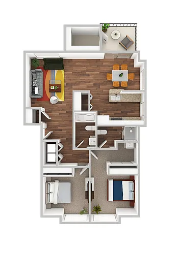 Floor plan Two Bed Two Bath
