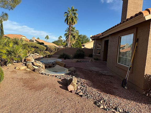back yard and fountain view from west