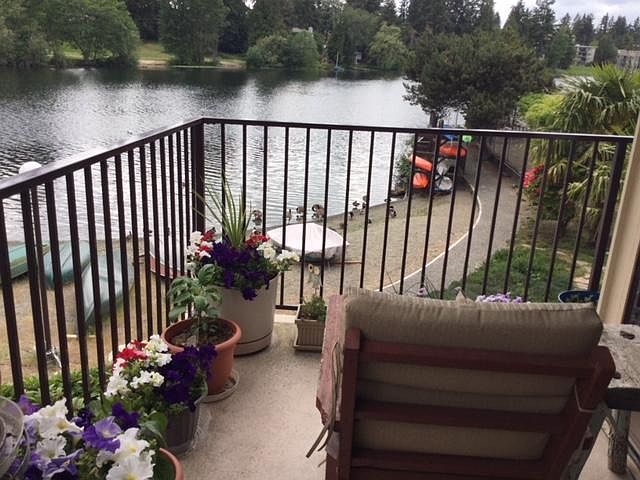 Balcony overlooking lake