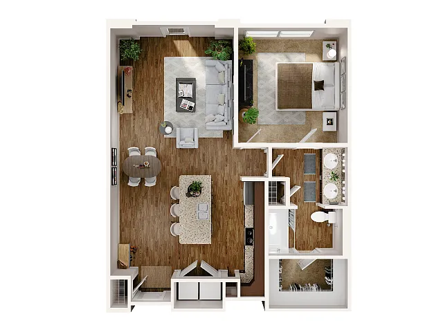 Floor plan 1 Bed, 1 Bath C (140% Income Restricted)