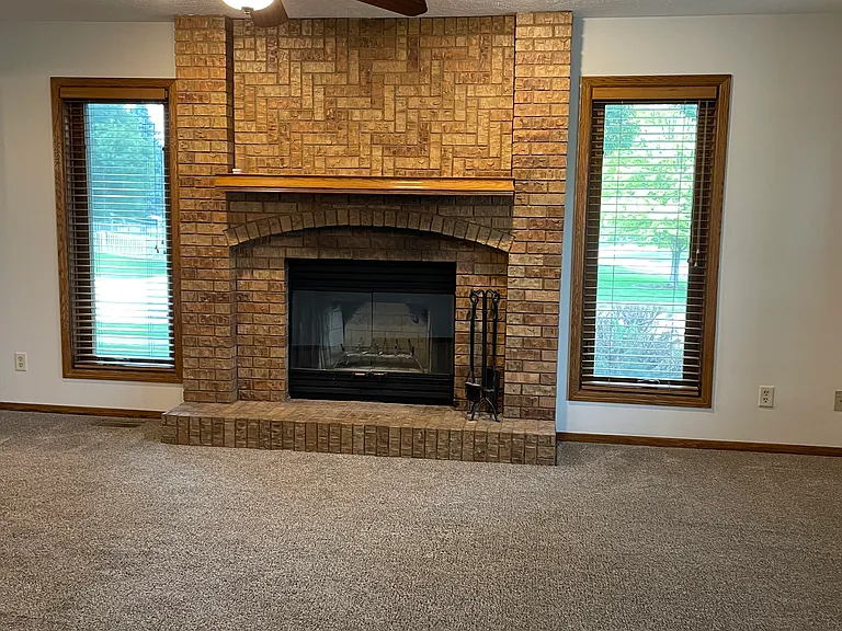 Living Room with wood burning fireplace