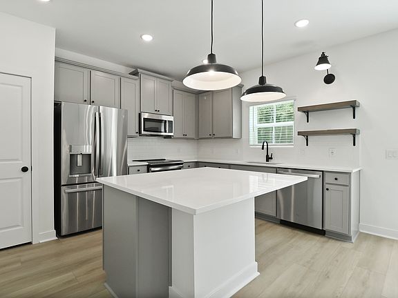 Kitchen with floating shelves