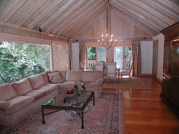 Living and dining areas in great room