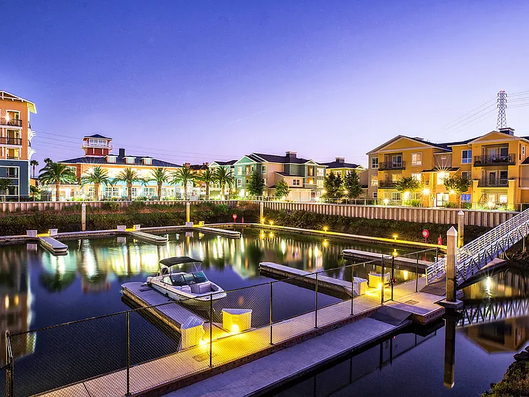 The marina features storage for slip renters