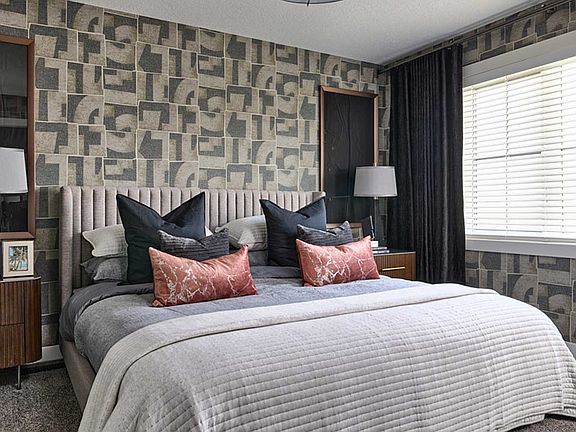 A photo of the primary bedroom in the Wicklow show home by Brookfield Residential