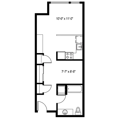 Floor plan Open 1 Bedroom C