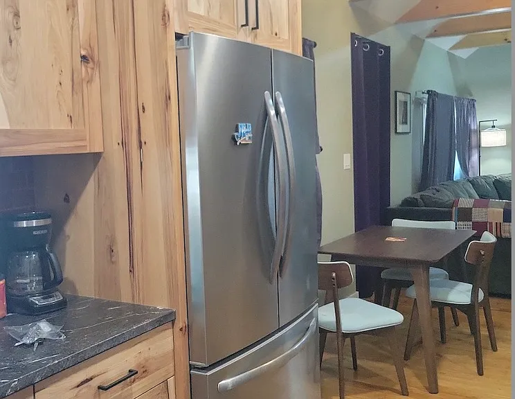 New stainless steel refrigerator.