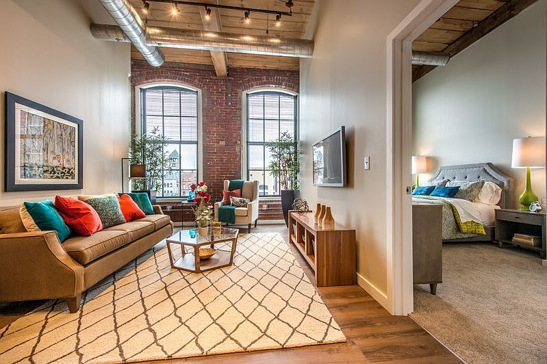 Living Room and Open Concept Bedroom