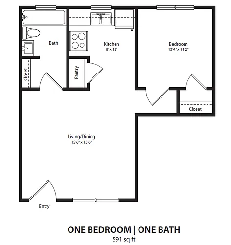 Floor plan 1 Bedroom 1 Bathroom