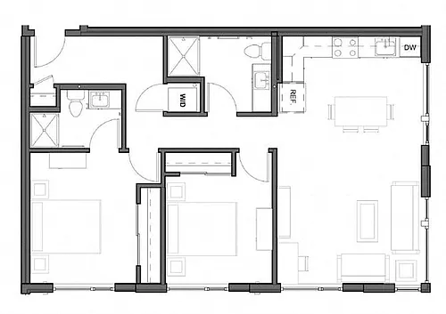 Floor plan 2Bd-D3