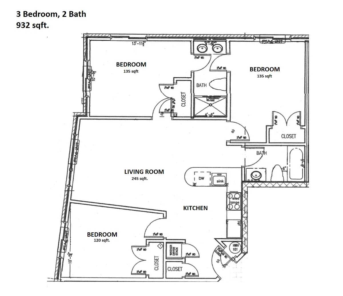 Floor plan 3 Bedrooms, 2 Bathrooms