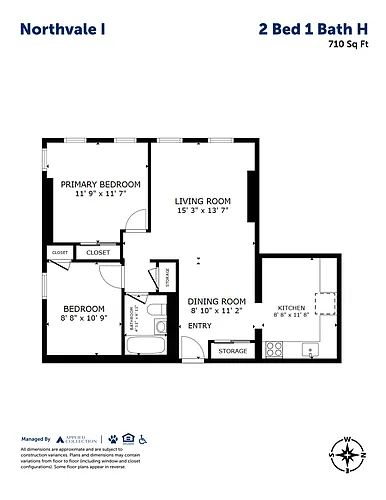 Floor plan 2 Bed 1 Bath H