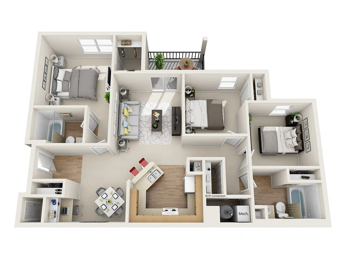 Floor plan Loveland 3 Bedroom 2 Bathroom (II)