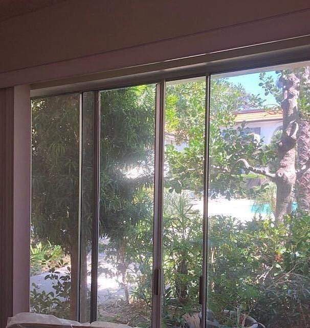 View from the living room to the common pool area
