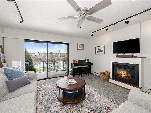 Living room with Spokane River view