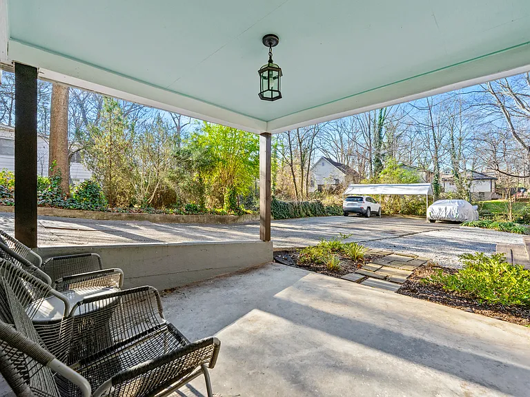View from the covered porch entrance area to the unit