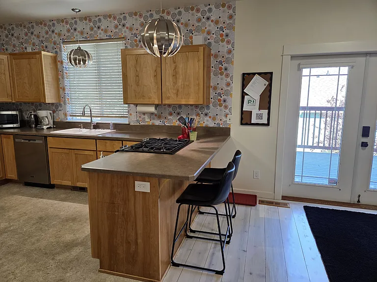 Kitchen bar stool seating.