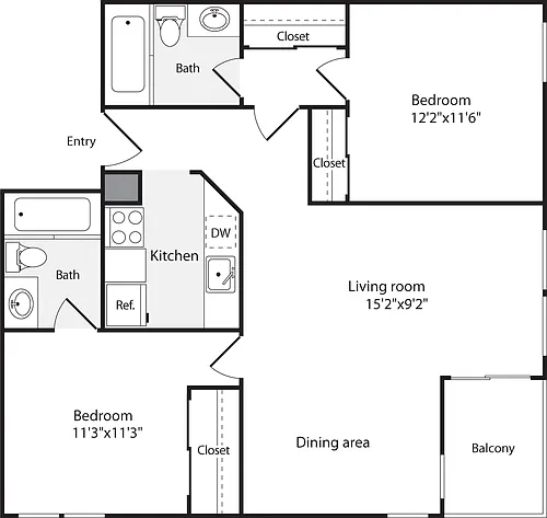 Floor plan 2 Bedrooms J